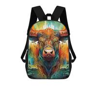 sinyumoney Colorful Bull Portrait-9 Mochilas Escolares Impresas En 3D, Mochila Escolar Informal Para Niños, Mochila Escolar De Moda Para Estudiantes De Secundaria 17inch