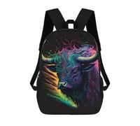 sinyumoney Colorful Bull Wall Art Print Mochila Escolar Impresa En 3D 17inch Mochila Escolar Infantil Mochilas De Viaje Mochila Informal De Moda Para Niños Y Estudiantes