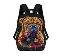 sinyumoney Colorful Bulldog Art Print-2 Mochila Escolar De 17 Pulgadas Para Adolescentes, Con Estampado 3D, Ajustable Y Con Bolsillos, Ideal Para Niños, Niñas Y Estudiantes.