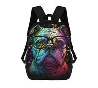 sinyumoney Colorful Bulldog Art Print Mochila Escolar Infantil De 17 Pulgadas Con Estampado 3D, Mochila Moderna Para Niños, Mochilas De Viaje, Bolsas Para Libros, Mochila Escolar Infantil