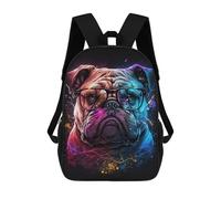 sinyumoney Colorful Bulldog Glasses Art Print-2 Mochila Escolar Infantil De 17 Pulgadas Con Estampado 3D De Películas De Anime Para Niños, Mochila De Viaje, Mochila Escolar Infantil