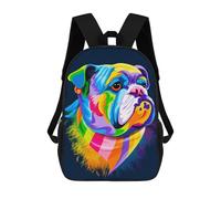 sinyumoney Colorful Bulldog Portrait -2 Mochilas Infantiles Mochila Escolar Mochila Impresa En 3D Para Niños Mochilas De Viaje Bolsas Para Libros Mochila Escolar Para Niños 17inch