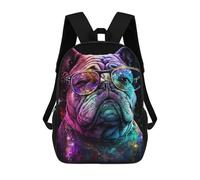 sinyumoney Colorful Bulldog Sunglasses Art Print Mochila Escolar Infantil De 17 Pulgadas, Impresa En 3D, Estilo Casual, Para Niños, Ideal Para Viajes, Como Mochila Escolar O Para Llevar Libros.