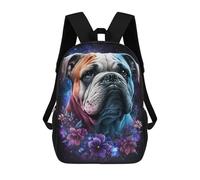 sinyumoney Colorful Bulldog with Flowers Mochila Escolar Impresa En 3D 17inch Mochilas De Moda Para Niños, Mochilas Escolares Para Niños De Primaria Y Secundaria
