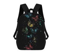 sinyumoney Colorful Butterflies on Black Mochila Escolar Resistente Al Agua, Mochila Escolar De Negocios Para Niñas, Niños Y Adolescentes 17inch
