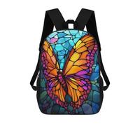 sinyumoney Colorful Butterfly Stained Glass Art-1 Mochila Escolar De 17 Pulgadas Impresa En 3D Mochilas Infantiles Mochila Genial Impresa En 3D Para Niños De Primaria Y Secundaria