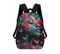 sinyumoney Colorful Butterfly Woman Art Print 17inch Mochilas Escolares Impresas En 3D, Mochilas Escolares De Moda Para Niños De Primaria Y Secundaria