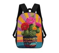 sinyumoney Colorful Cactus Flower Pot Art Print Mochila Escolar Infantil De 17 Pulgadas Con Estampado 3D, Mochila Moderna Para Niños, Mochilas De Viaje, Bolsas Para Libros, Mochila Escolar Infantil