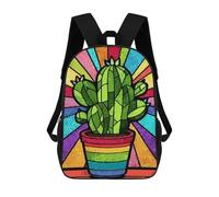 sinyumoney Colorful Cactus Stained Glass Art Mochila Escolar, Mochila De Viaje Para La Universidad, Mochilas Para Niñas Y Adolescentes 17inch