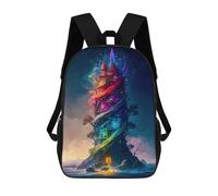 sinyumoney Colorful Castle The Glass Mochila Escolar Infantil De 17 Pulgadas, Mochila Escolar Impresa En 3D Para Niños De Primaria Y Secundaria