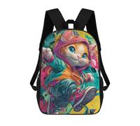 sinyumoney Colorful Cat Art Print-12 Mochila Escolar Infantil De 17 Pulgadas Con Estampado 3D De Películas De Anime Para Niños, Mochila De Viaje, Mochila Escolar Infantil