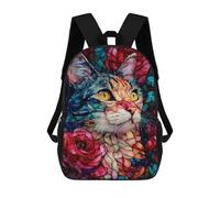 sinyumoney Colorful Cat Art Print-17 Mochila Escolar Infantil Impresa En 3D Para Niños, Mochila De Viaje De Alta Capacidad, Mochilas Para Libros De 17 Pulgadas Para Niños