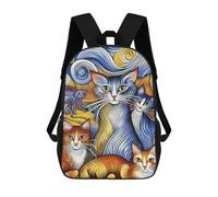 sinyumoney Colorful Cat Art Print 17inch Mochilas Escolares Impresas En 3D, Mochilas Escolares De Moda Para Niños De Primaria Y Secundaria