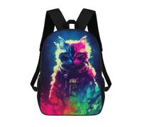 sinyumoney Colorful Cat Astronaut Mochila Escolar Infantil De 17 Pulgadas, Impresa En 3D, Estilo Casual, Para Niños, Ideal Para Viajes, Como Mochila Escolar O Para Llevar Libros.
