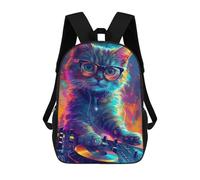 sinyumoney Colorful Cat DJ Art Print Mochila Escolar Para Secundaria Y Preparatoria. Mochila Informal Para Adolescentes, Chicas, Chicos, Mujeres Y Hombres. 17inch