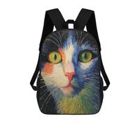 sinyumoney Colorful Cat Face Painting Mochilas Para Niños 17inch Mochila Escolar Mochila Escolar Impresa En 3D Para Niños De Primaria Y Secundaria