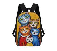 sinyumoney Colorful Cat Family Portrait Painting Mochila Infantil, Mochila Escolar Infantil, Mochilas Escolares Impresas En 3D Para Niños Y Estudiantes Adolescentes 17inch