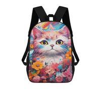 sinyumoney Colorful Cat Flowers Butterflies Mochila Escolar Grande Para Niños, Niñas, Adolescentes, Hombres Y Mujeres 17inch