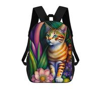 sinyumoney Colorful Cat Garden Art Print Mochila De Viaje Resistente Al Agua, Mochila Para Computadora Portátil Para Campus, Viajes Al Aire Libre Y Deportes 17inch