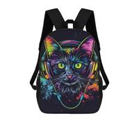 sinyumoney Colorful Cat Headphones Art Print -2 Mochilas Escolares Para La Escuela Secundaria, Preparatoria, Universidad Y Viajes Para Hombres, Mujeres Y Adolescentes 17inch