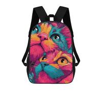 sinyumoney Colorful Cat Illustration Mochila Escolar De Moda, Mochila Para Material Escolar, Mochila Impermeable Informal Para Acampar, Aventuras Al Aire Libre Y Viajes Diarios 17inch