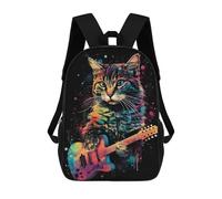 sinyumoney Colorful Cat Playing Guita Mochila Ligera Para Aeropuerto, Estudiantes Universitarios, Niñas, Niños Y Adolescentes 17inch