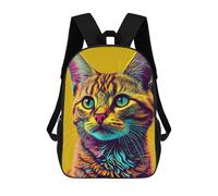 sinyumoney Colorful Cat Portrait-2 Mochila Para Niños, Adolescentes Y Estudiantes, Mochilas Para Niñas, Mochilas Para Niños Pequeños, Primaria Y Secundaria 17inch