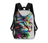 sinyumoney Colorful Cat Portrait-3 Mochilas Para Niños Mochila Escolar Mochila Escolar Impresa En 3D Para Niños Estudiantes De Primaria Y Secundaria 17inch