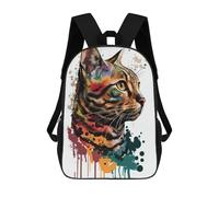 sinyumoney Colorful Cat Portrait-8 Mochila Escolar Infantil Impresa En 3D Para Niños, Mochilas De Viaje, Bolsas Para Libros, Mochila Escolar Infantil 17inch