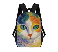 sinyumoney Colorful Cat Portrait Painting-4 Mochila Infantil De 17 Pulgadas, Mochila Escolar Con Estampado 3D De Dibujos Animados Para Niños Y Adolescentes.