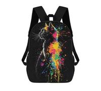 sinyumoney Colorful Cat Splash Art Mochila Escolar Infantil Impresa En 3D Para Niños, Mochilas De Viaje, Bolsas Para Libros Para Niños Estudiantes De Primaria 17inch