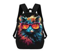 sinyumoney Colorful Cat Sunglasses Art-7 17inch Mochila Escolar Impresa En 3D Para Niños, Mochila Escolar Informal De Moda, Mochilas De Viaje Para Niños Y Estudiantes.