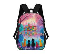 sinyumoney Colorful Cats by Lake Mochila Mochila Informal Para El Día A Día, Para La Escuela, El Trabajo Y Los Viajes Para Hombres, Mujeres Y Adolescentes 17inch