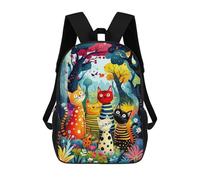 sinyumoney Colorful Cats in Fantasy Forest-1 Mochilas Infantiles Mochila Escolar Impresa En 3D Para Niños Mochilas De Viaje Bolsas Para Libros Para Niños 17inch Mochila Escolar