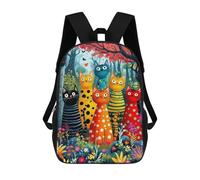 sinyumoney Colorful Cats in Fantasy Forest-2 Mochila Escolar Infantil De 17 Pulgadas Con Estampado 3D De Películas De Anime Para Niños, Mochila De Viaje, Mochila Escolar Infantil