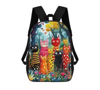 sinyumoney Colorful Cats in Fantasy Forest Mochilas De 17 Pulgadas Para Niños, Mochilas Escolares Impresas En 3D Para Estudiantes De Primaria Y Secundaria, Para Niños Y Niñas.