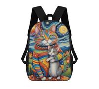 sinyumoney Colorful Cats in Fantasy Landscape Mochila Escolar Infantil De 17 Pulgadas, Impresa En 3D, Estilo Casual, Para Niños, Ideal Para Viajes, Como Mochila Escolar O Para Llevar Libros.