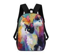 sinyumoney Colorful Cats Painting Art Print 17inch Mochilas Escolares Impresas En 3D, Mochilas Escolares De Moda Para Niños De Primaria Y Secundaria
