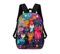 sinyumoney Colorful Cats Train Art Print Mochilas Para Niños 17inch Mochila Escolar Mochila Escolar Impresa En 3D Para Niños De Primaria Y Secundaria