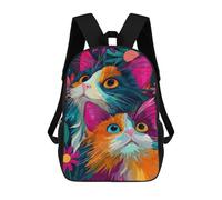 sinyumoney Colorful Cats with Flowers Mochila Escolar, Mochila De Viaje Para La Universidad, Mochilas Para Niñas Y Adolescentes 17inch