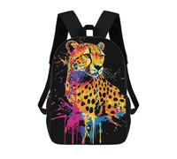 sinyumoney Colorful Cheetah Portrait on Black Background Mochila Infantil De Moda Divertida Mochila Escolar Para Niños Y Adolescentes Con Impresión 3D Para Niños 17inch