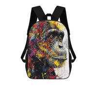 sinyumoney Colorful Chimpanzee Art Print-1 17inch Mochilas Escolares Impresas En 3D, Mochilas Escolares De Moda Para Niños De Primaria Y Secundaria