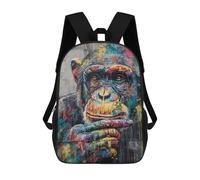 sinyumoney Colorful Chimpanzee Graffiti Art Print Mochila Escolar Infantil De 17 Pulgadas Con Estampado 3D, Mochila Moderna Para Niños, Mochilas De Viaje, Bolsas Para Libros, Mochila Escolar Infantil