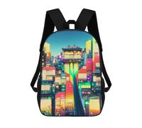 sinyumoney Colorful Cityscape with Tree Mochila Escolar Infantil, Mochilas Impresas En 3D, Mochilas Escolares De Moda Para Niños De Primaria Y Secundaria 17inch