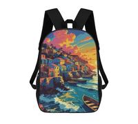 sinyumoney Colorful Coastal Village at Sunset Mochila Para Computadora Para La Escuela/trabajo/viajes Para Adolescentes, Niñas, Niños, Mujeres Y Hombres 17inch