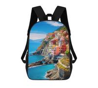 sinyumoney Colorful Coastal Village Mochilas Escolares Para Niños Y Niñas, Mochilas Deportivas Informales Para Primaria, Mochilas De Gran Capacidad Para Libros 17inch