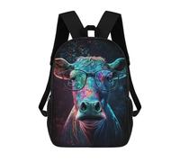 sinyumoney Colorful Cosmic Cow Glasses Art Print Mochilas Infantiles Impresas En 3D De 17 Pulgadas. Mochila Escolar Informal Impresa En 3D Para Niños De Primaria Y Secundaria.