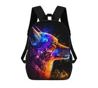 sinyumoney Colorful Cosmic Wolf Portrait Mochila Escolar Mochilas Escolares Para Niñas Y Niños Mochila Con Bolsillo Mochila Escolar De Moda Para Niños 17inch