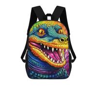 sinyumoney Colorful Crocodile Artwork Mochila Infantil Escolar Para Niños Con Estampado 3D De Dibujos Animados, Mochila Escolar Para Estudiantes, Mochila Para Portátil Para Niños Y Niñas 17inch