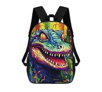 sinyumoney Colorful Crocodile in Jungle Mochila Escolar Infantil Con Impresión 3D, Mochila Escolar Informal Para Niños De Primaria Y Secundaria 17inch